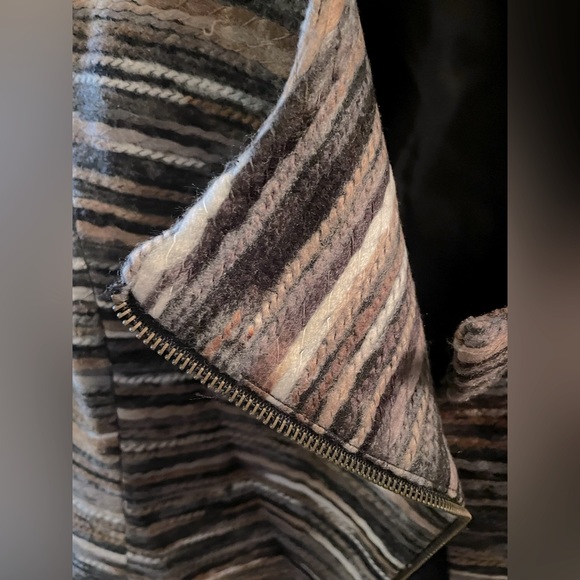 Sabine Tweed Scoop Neck Asymmetrical Zip Blazer Jacket Size M - Picture 8 of 14